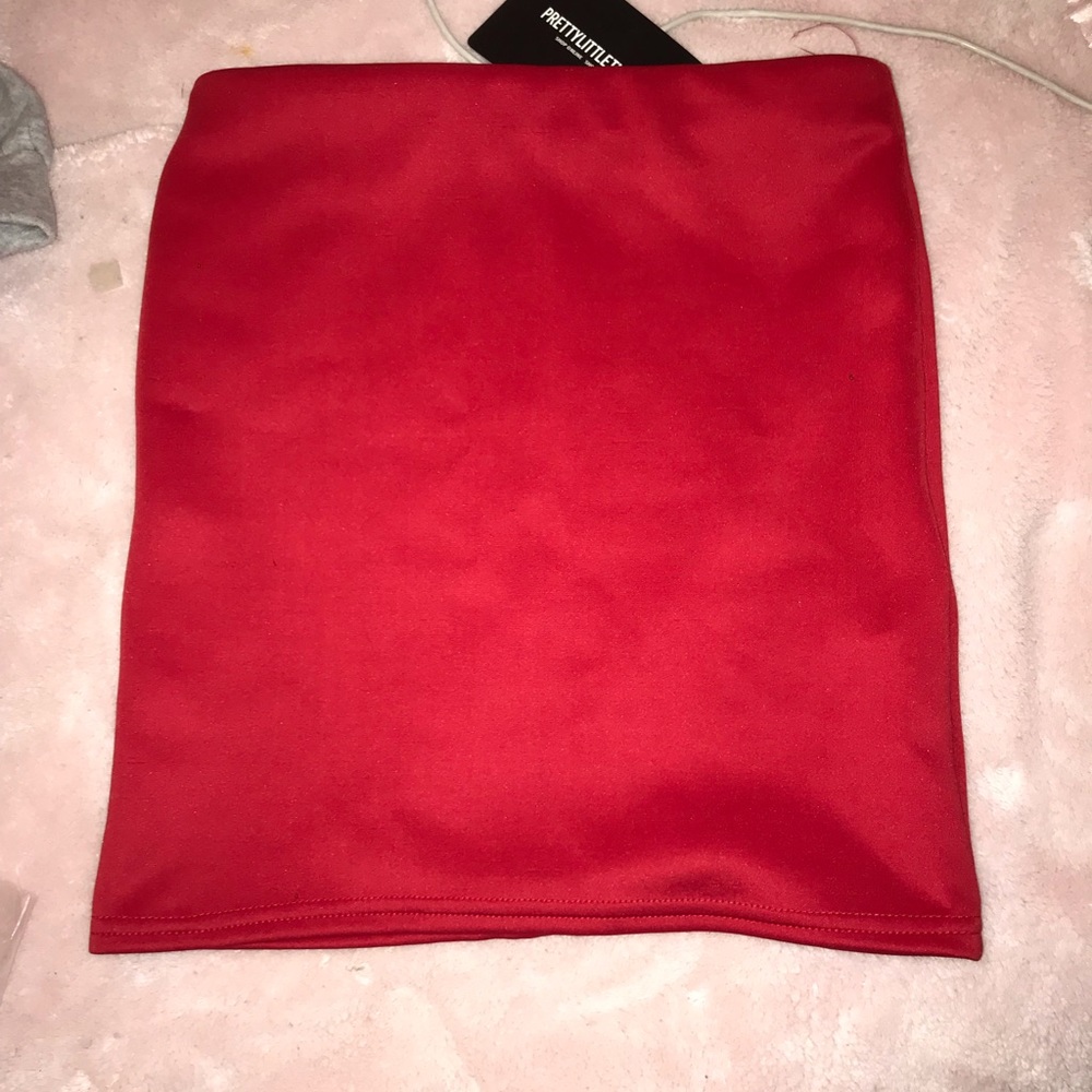 red mini skirt